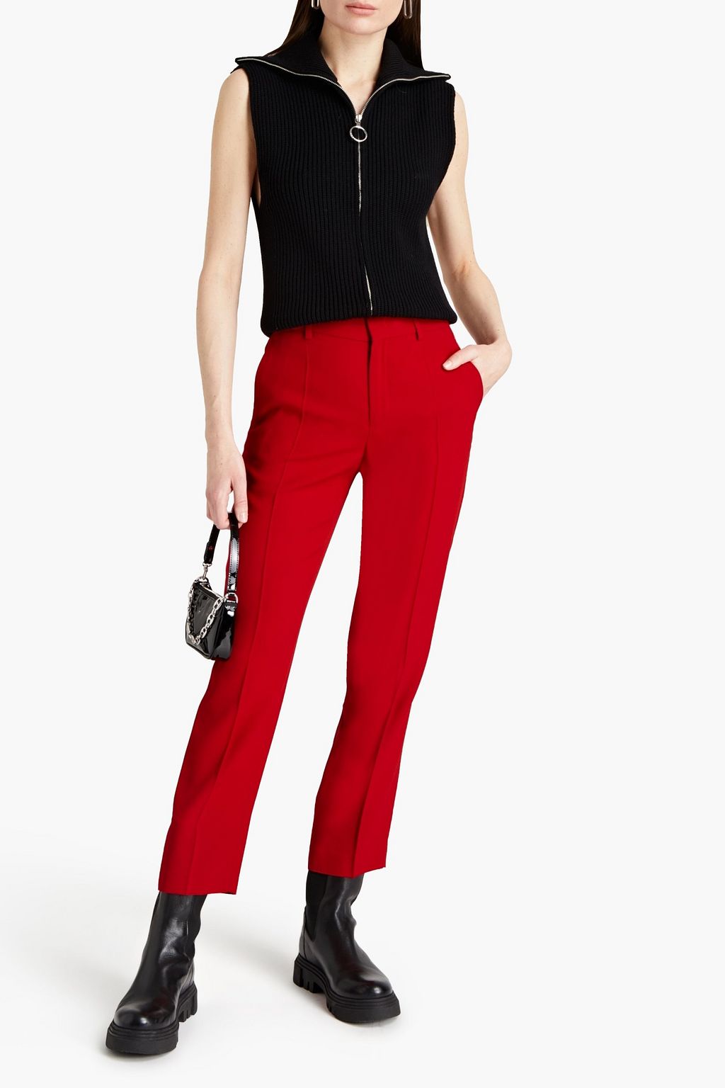 REDVALENTINO Satin-crepe straight-leg pants