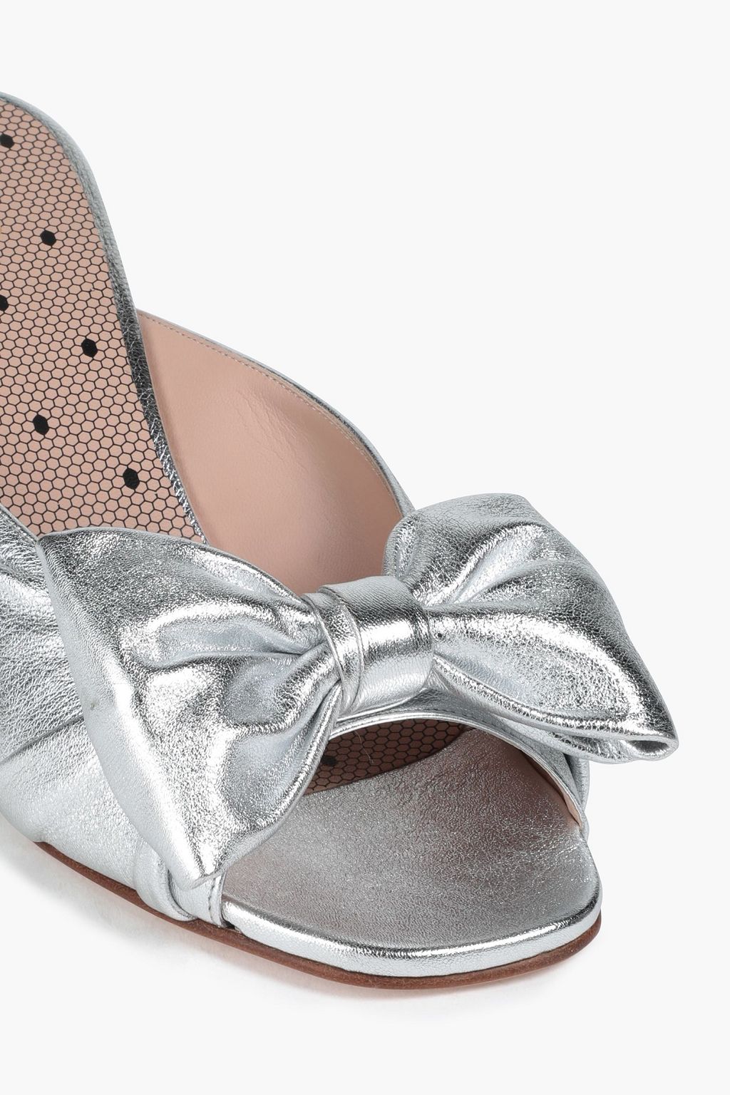 RED(V) Metallic textured-leather mules