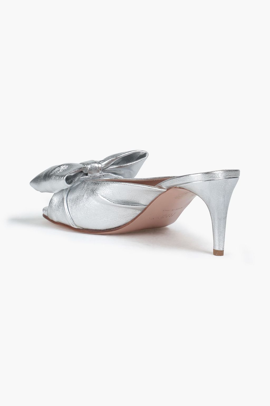 RED(V) Metallic textured-leather mules