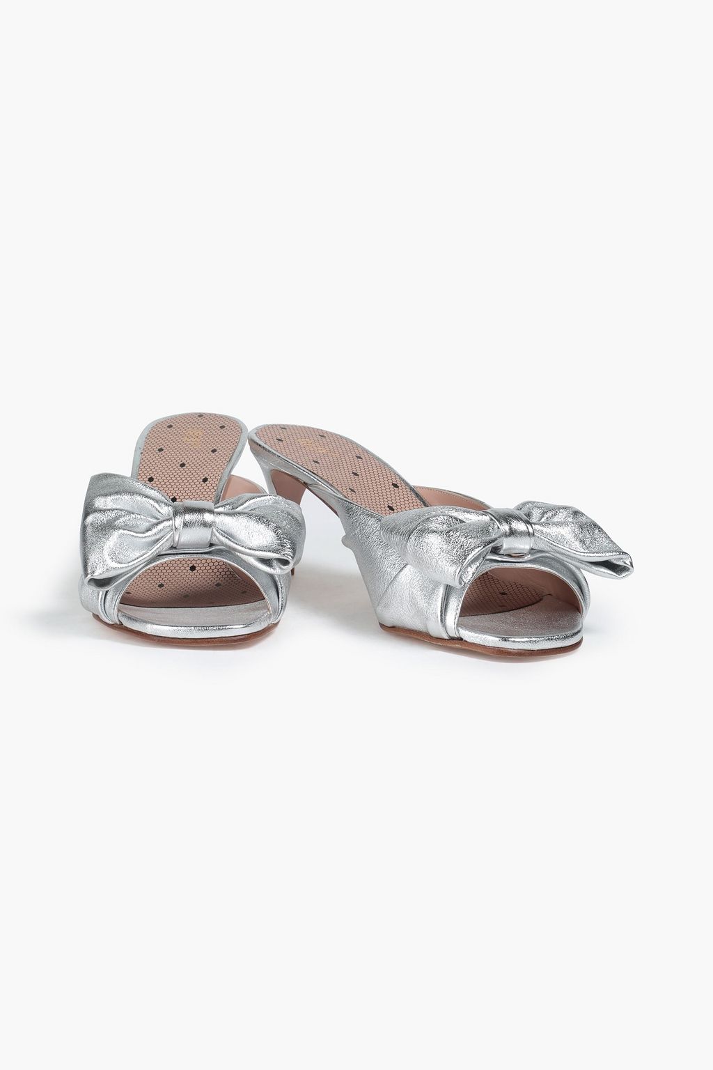 RED(V) Metallic textured-leather mules