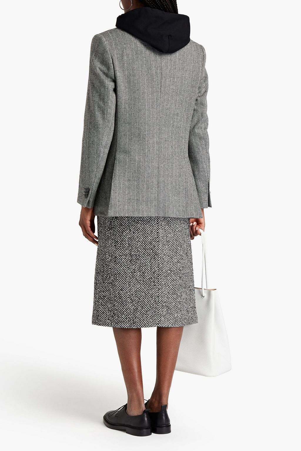 OFFICINE GÉNÉRALE Manon double-breasted herringbone wool and cashmere-blend blazer