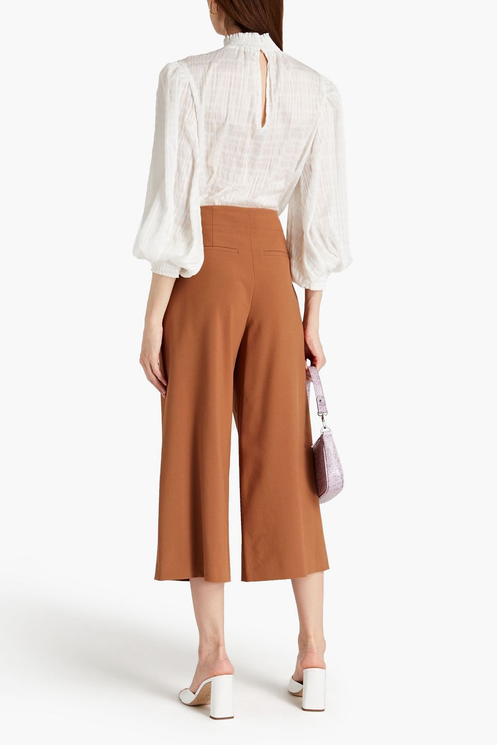 ALICE + OLIVIA Adelina cropped belted grain de poudre wide-leg pants