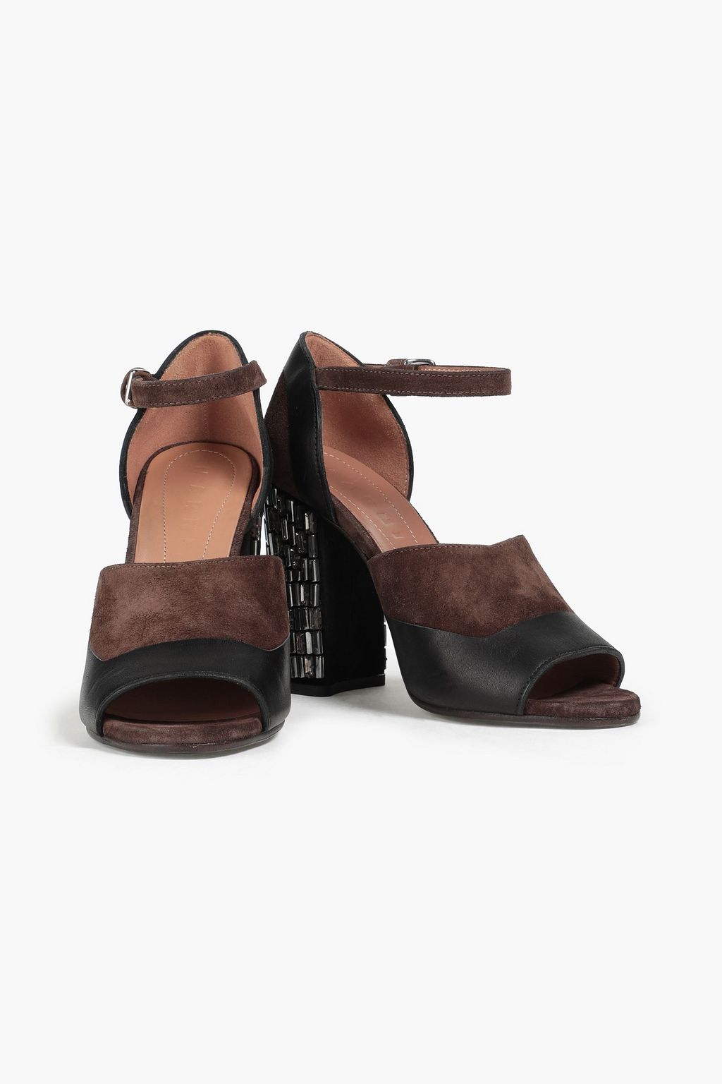 MARNI Embellished suede and leather sandals