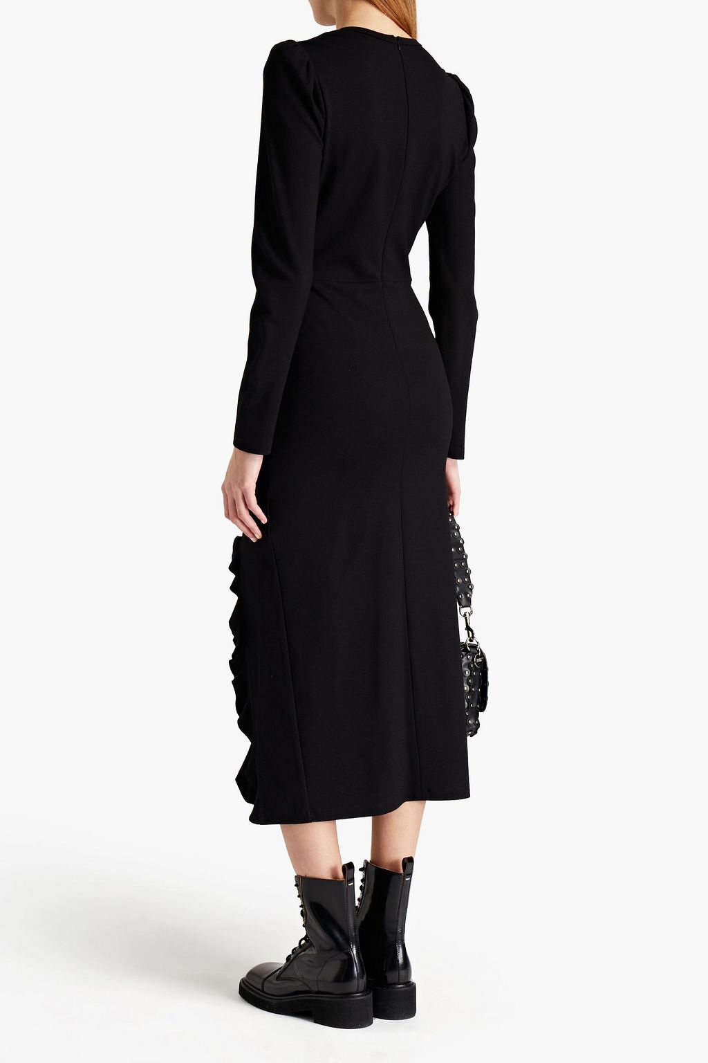 REDVALENTINO Point d'esprit-paneled jersey midi dress