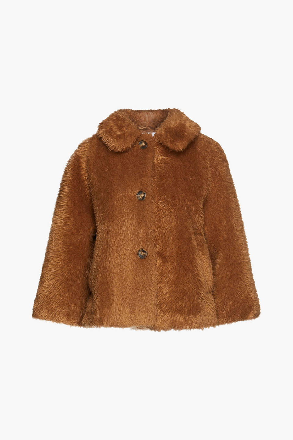 Redvalentino Woman Oversized Faux Fur Jacket Camel Size 40