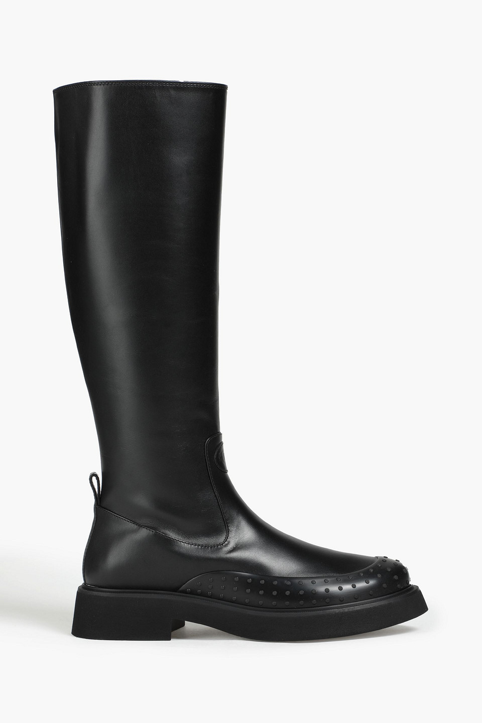 Shop Tod's Leather Knee Boots In Black