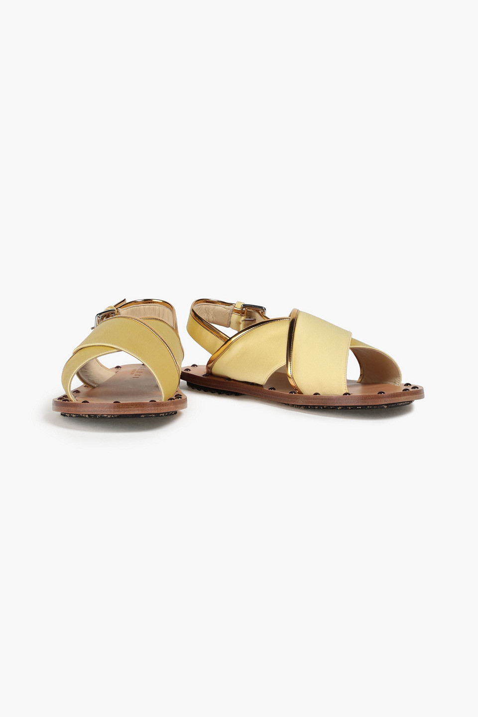 Marni Studded Satin Sandals In Yellow