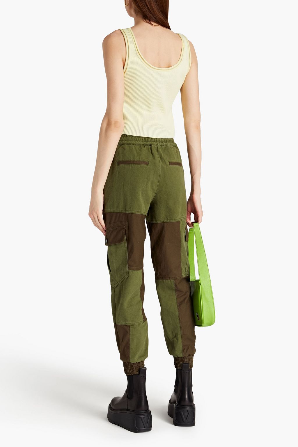 ALICE + OLIVIA Canvas-paneled flannel tapered pants