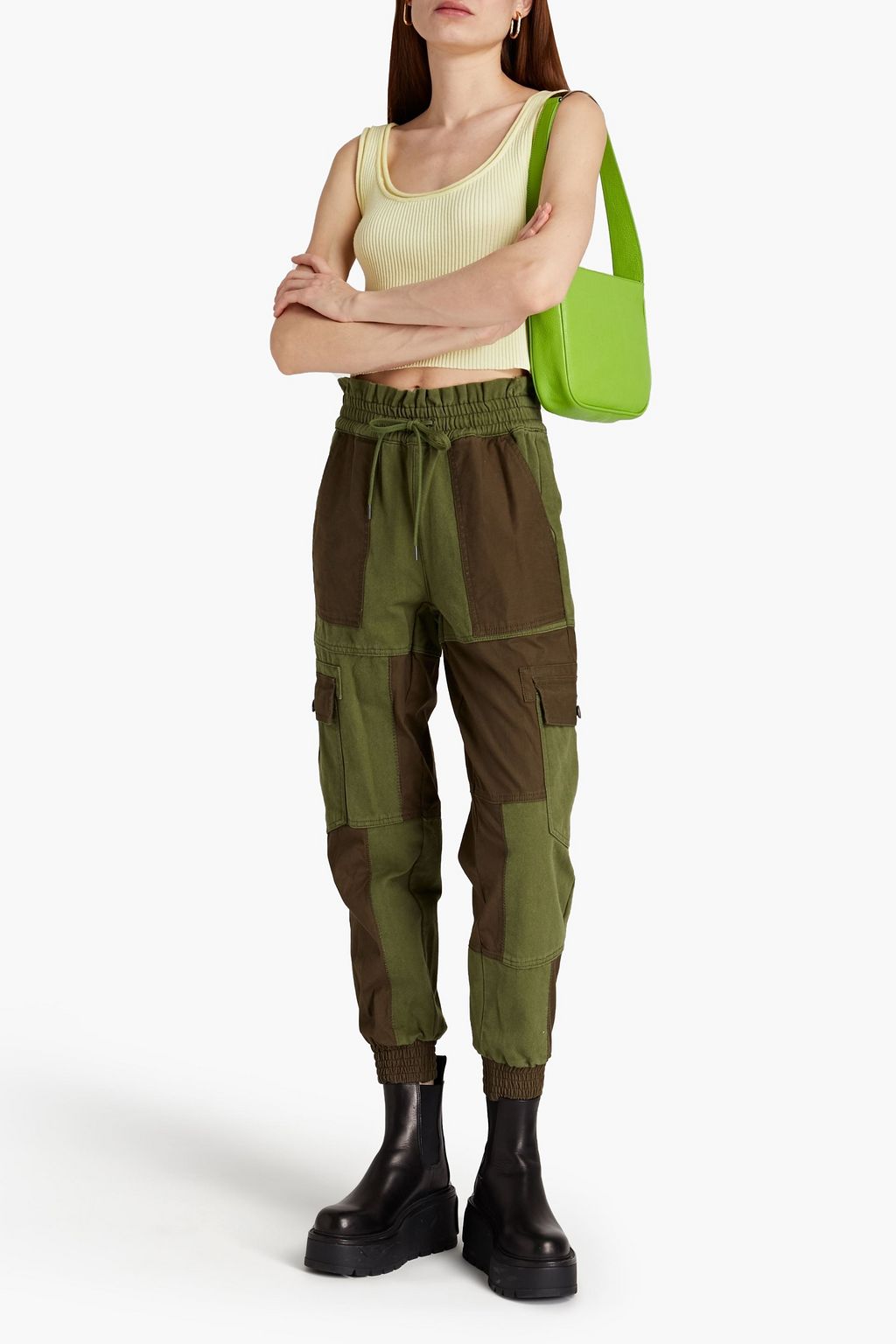 ALICE + OLIVIA Canvas-paneled flannel tapered pants