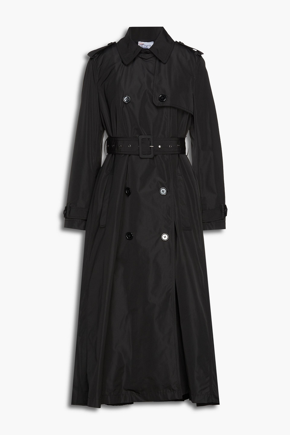 Redvalentino Woman Double-breasted Pleated Shell Trench Coat Black Size 42