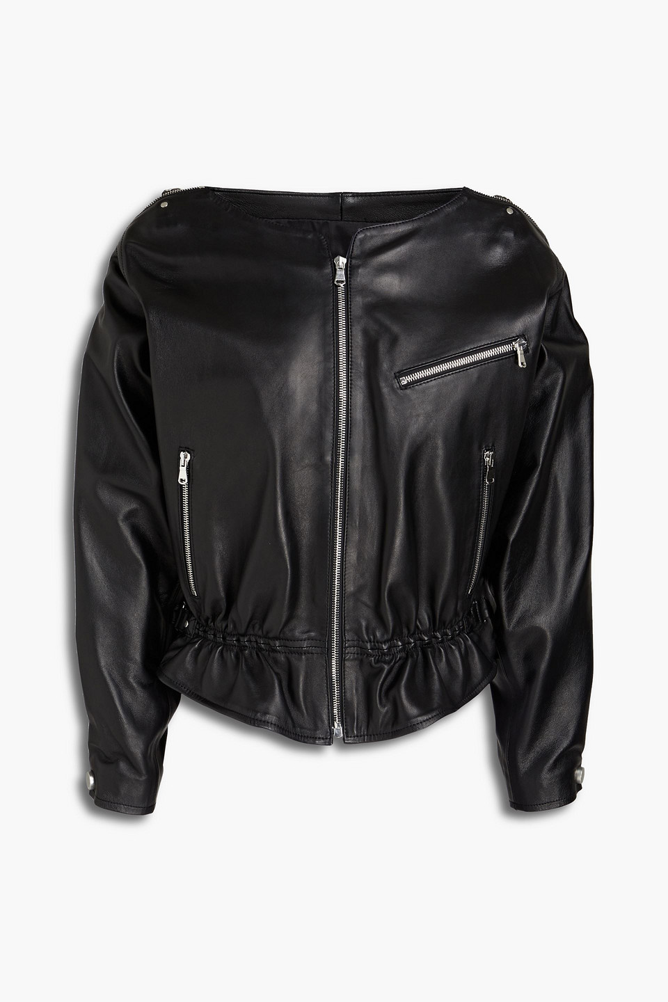 Redvalentino Woman Buckle-embellished Leather Jacket Black Size 44