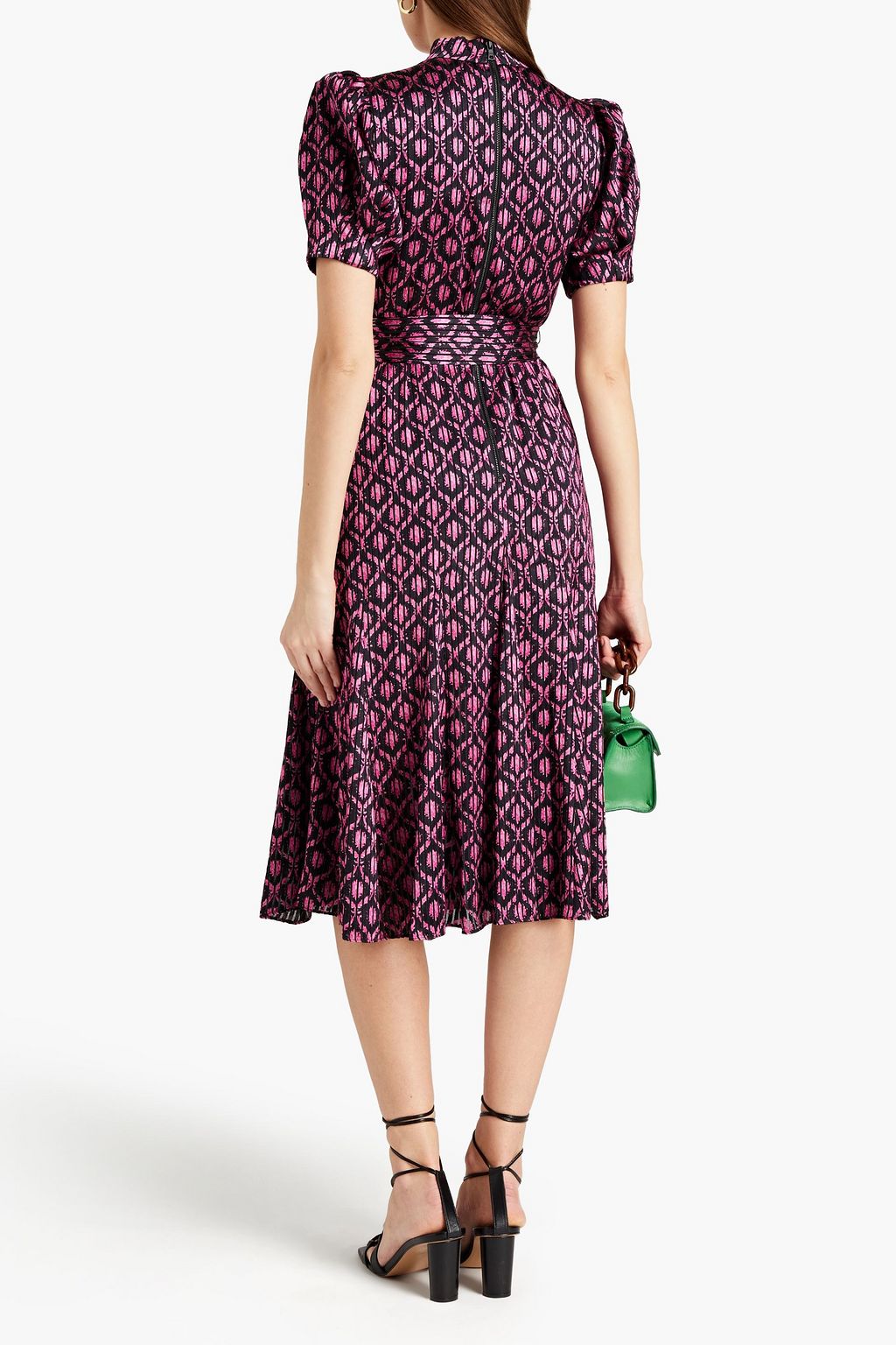 ALICE + OLIVIA Neoma pleated floral-print satin-jacquard midi dress