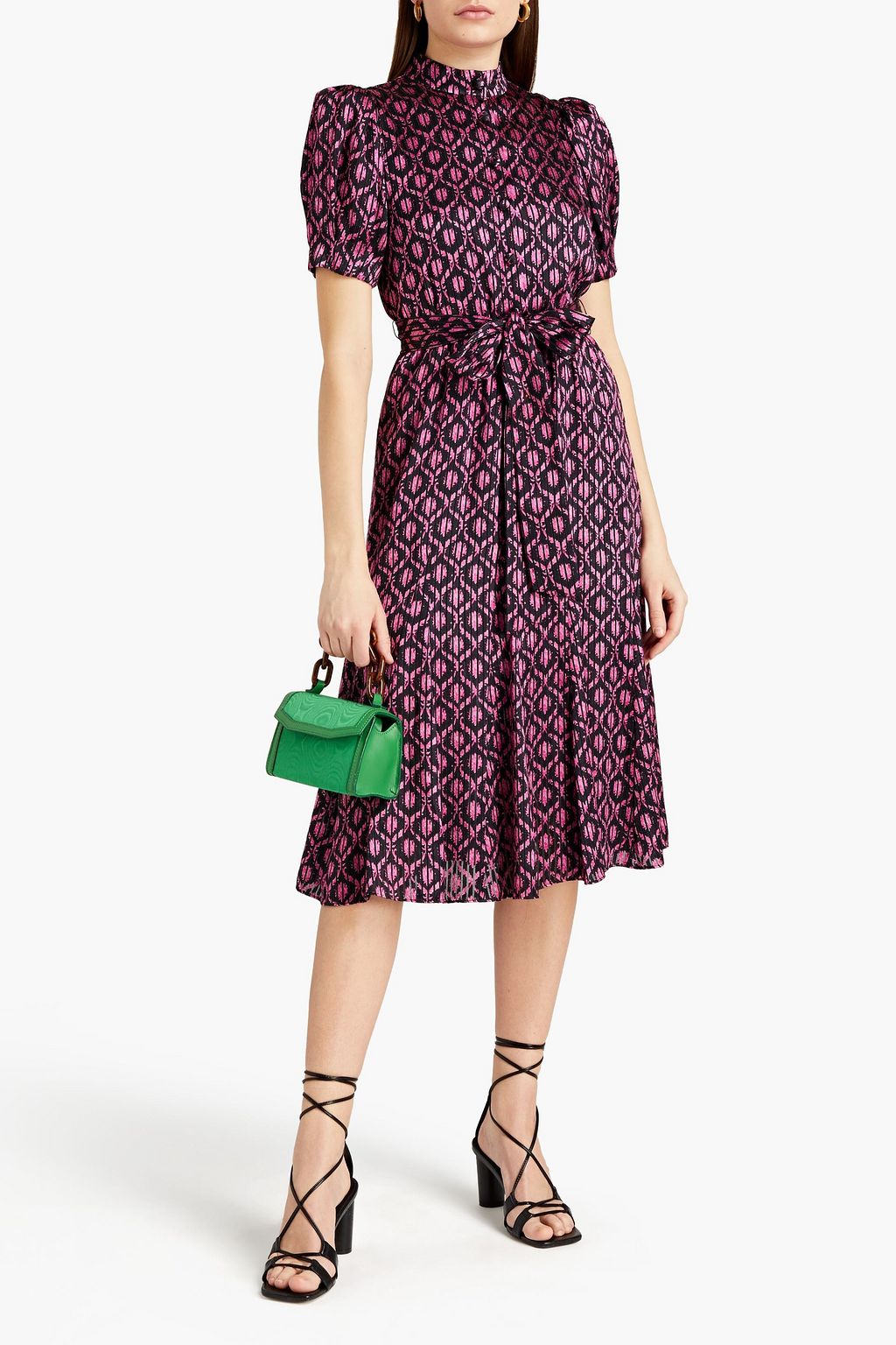 ALICE + OLIVIA Neoma pleated floral-print satin-jacquard midi dress