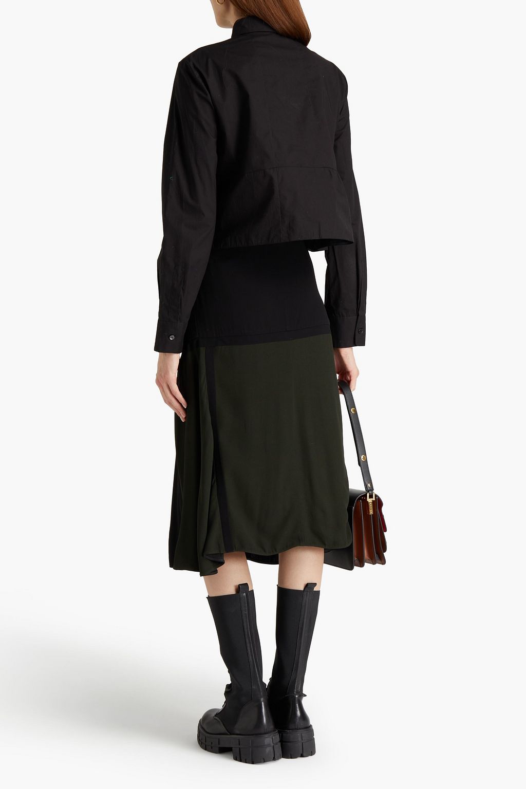 MARNI Cropped ruffled cotton-poplin shirt