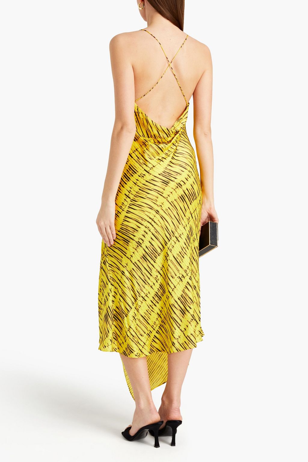 ALICE + OLIVIA Printed satin-jacquard midi dress