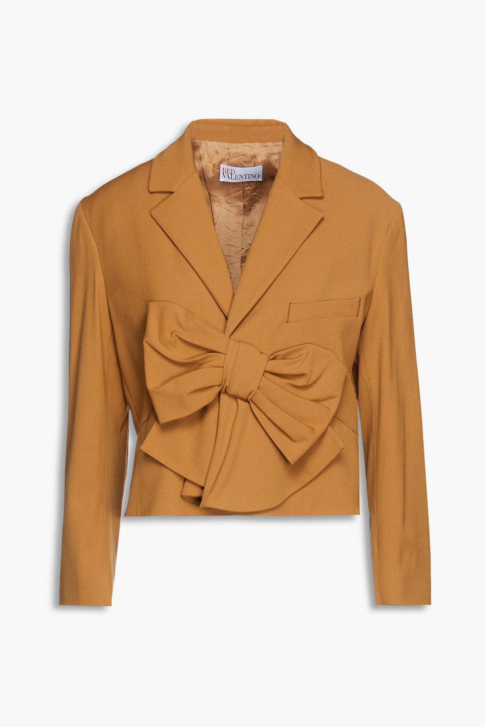 Redvalentino Woman Bow-embellished Twill Blazer Camel Size 42
