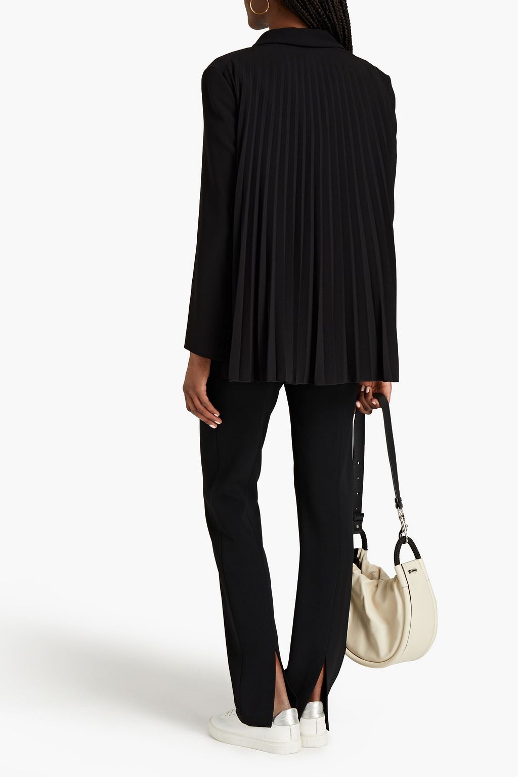 REDVALENTINO Double-breasted pleated stretch-crepe blazer
