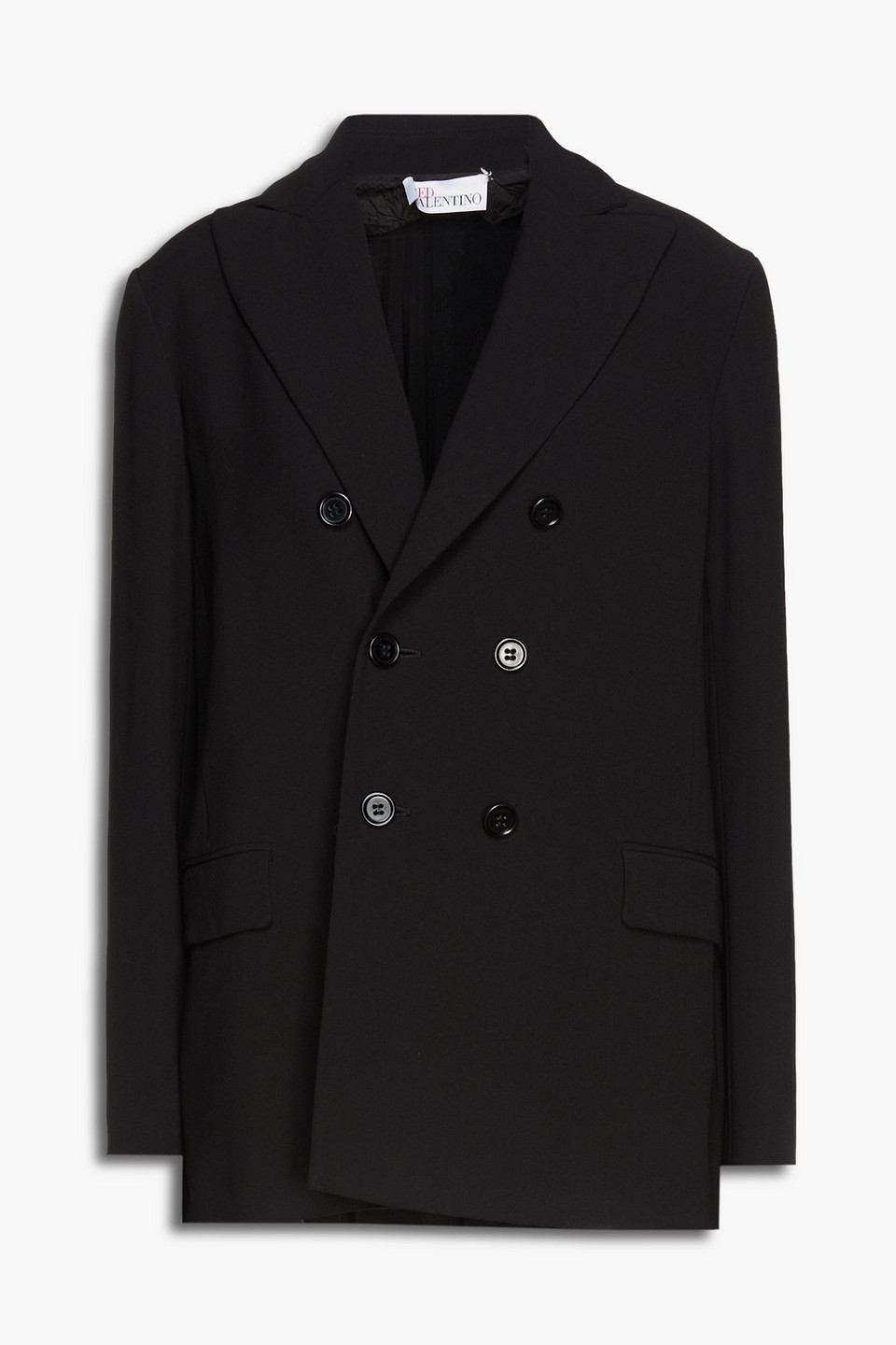 Redvalentino Woman Double-breasted Pleated Stretch-crepe Blazer Black Size 46