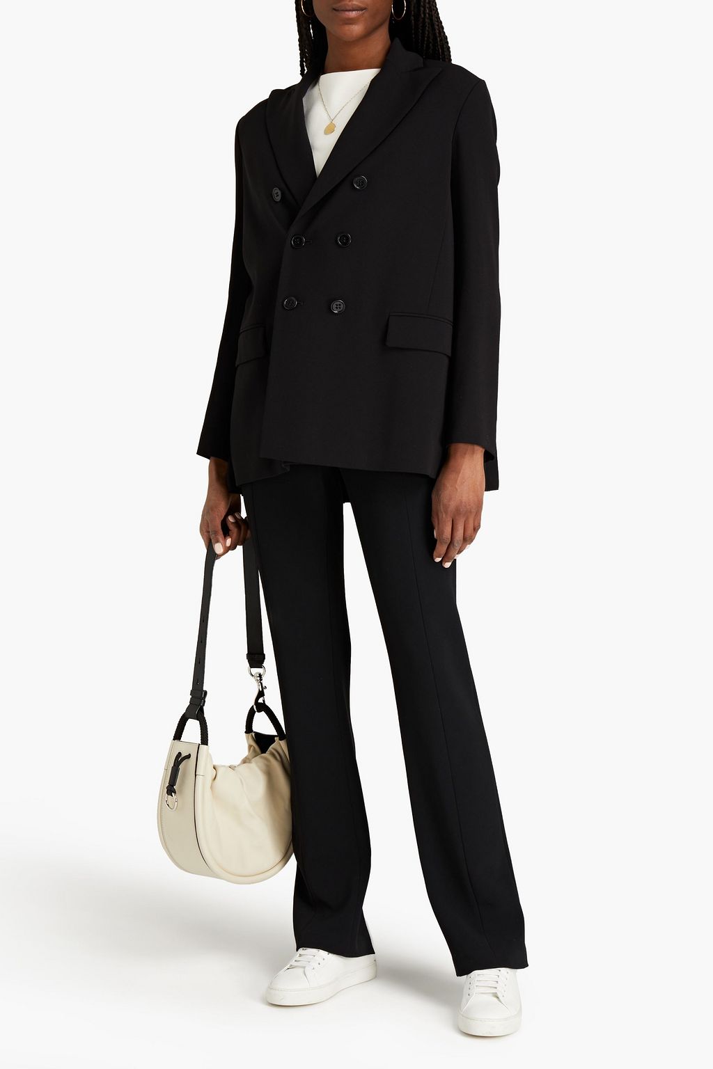 REDVALENTINO Double-breasted pleated stretch-crepe blazer