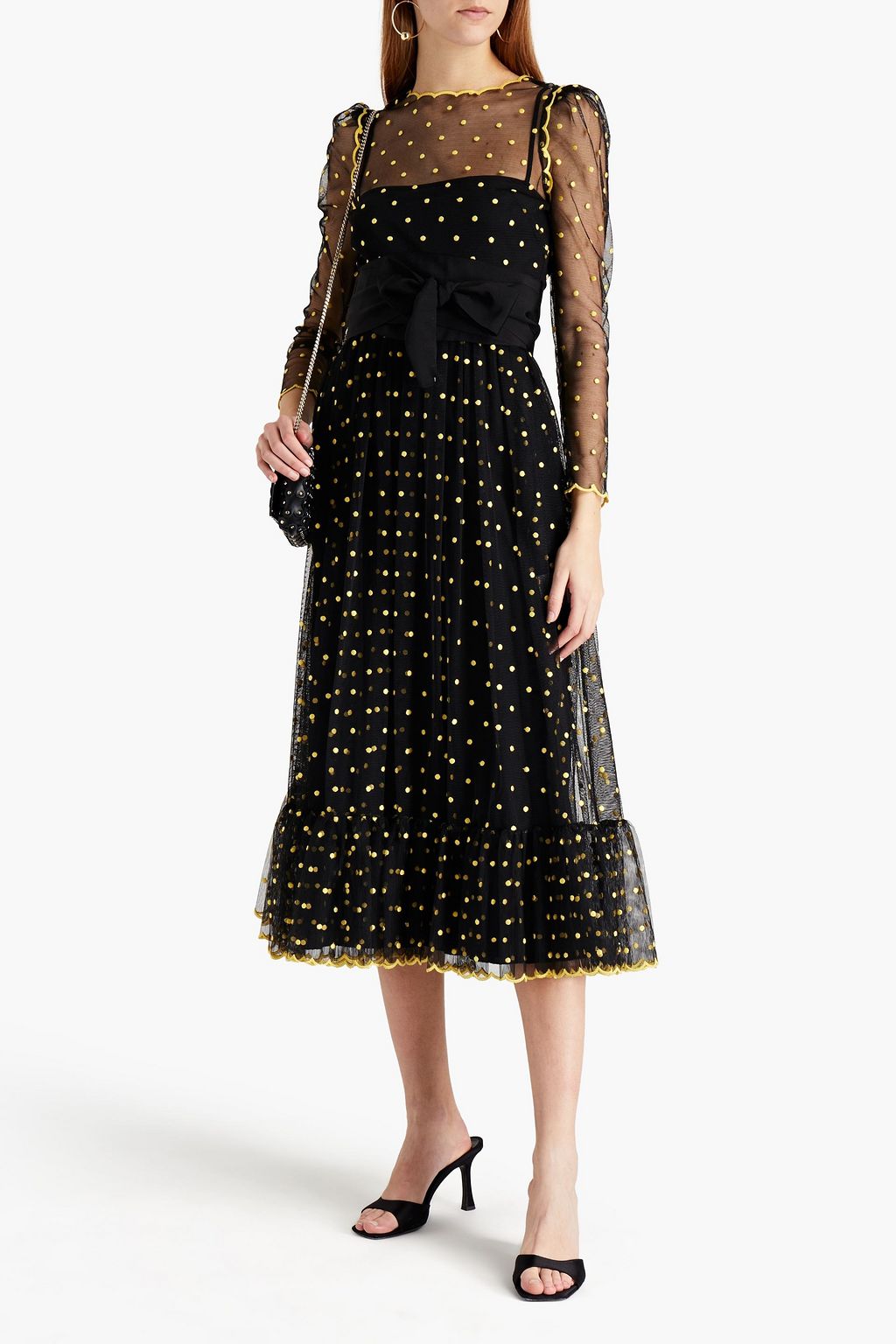 REDVALENTINO Swiss-dot tulle midi dress