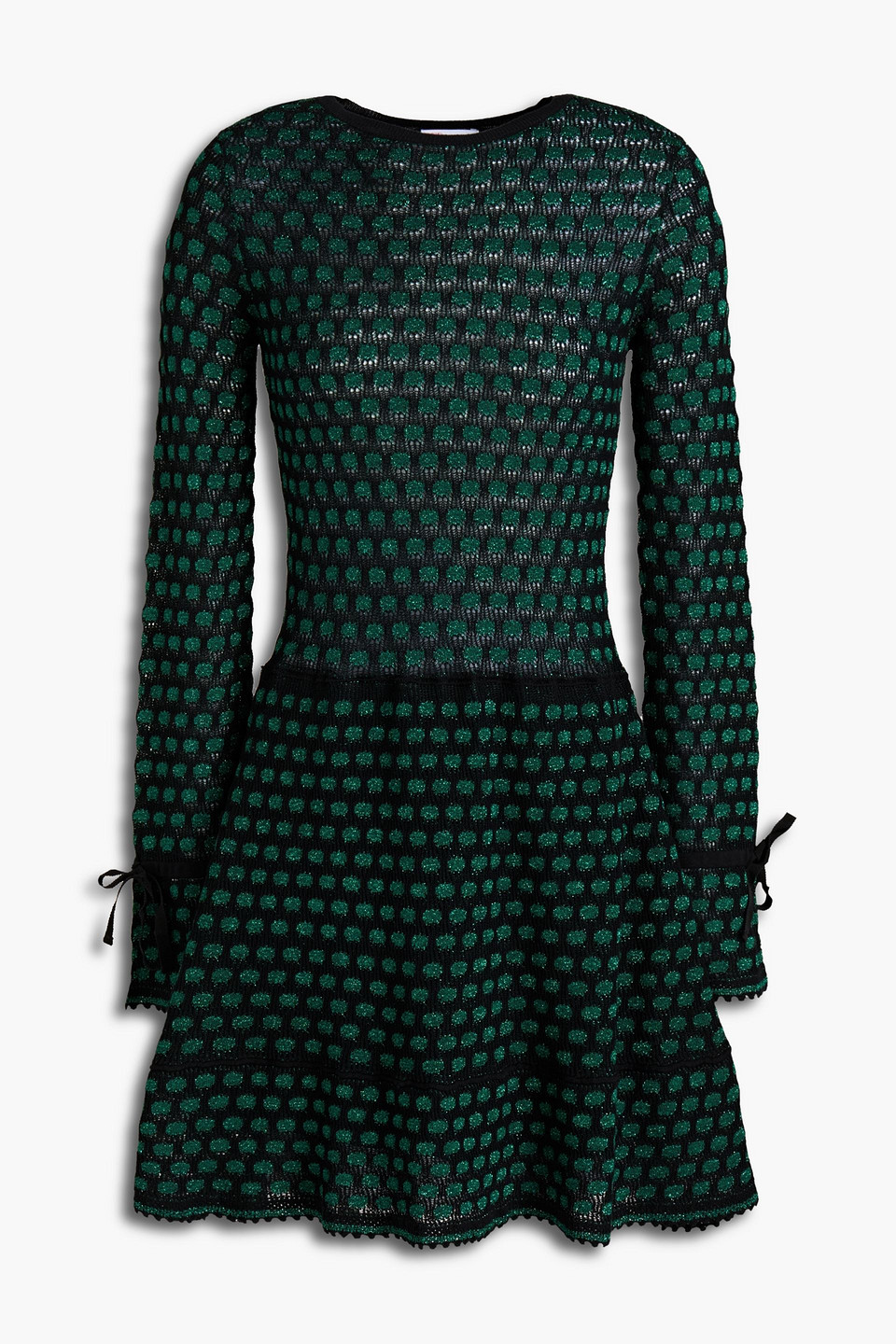 Redvalentino Woman Metallic Jacquard-knit Mini Dress Green Size M