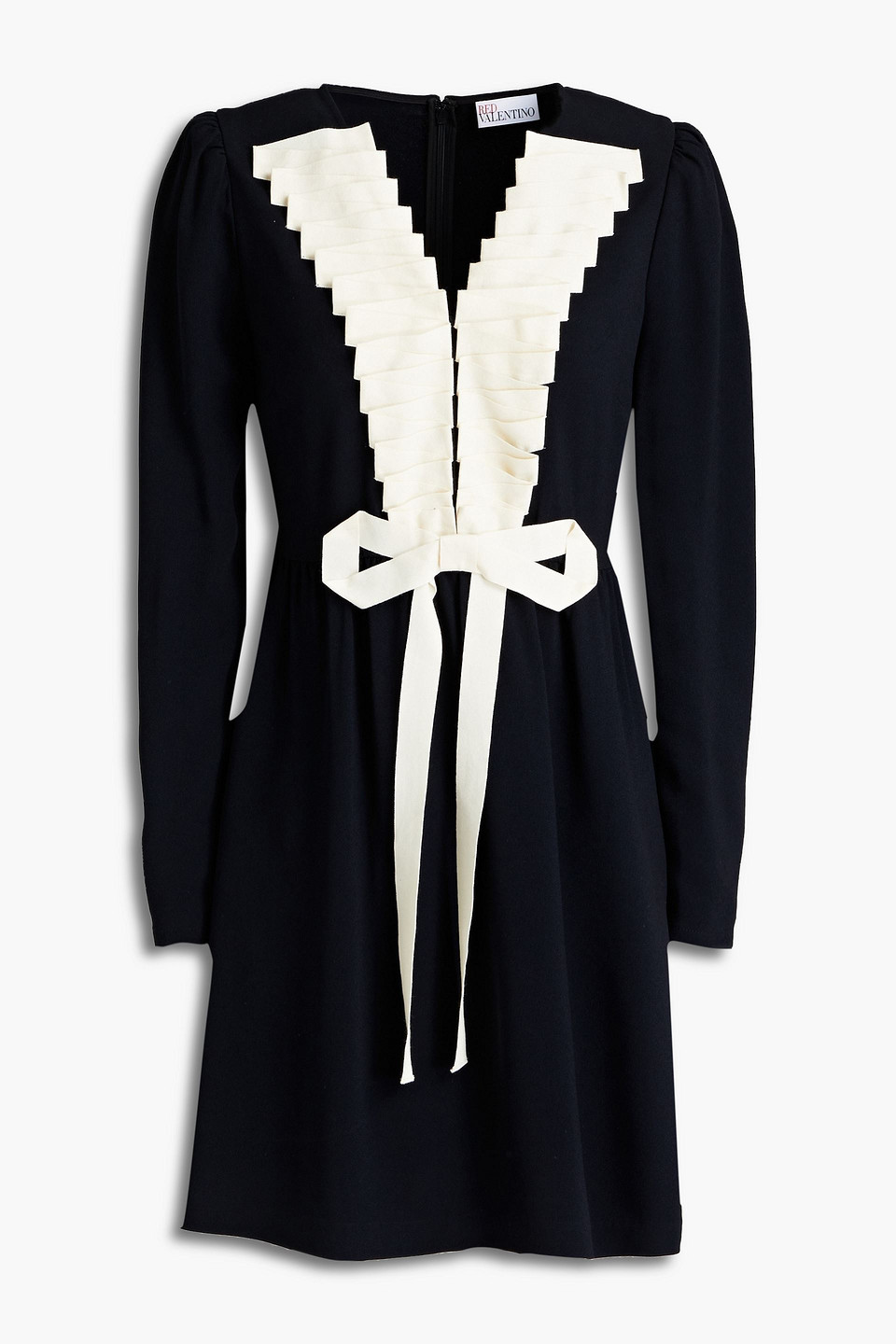 Redvalentino Woman Canvas-trimmed Bow-embellished Crepe Mini Dress Black Size 40