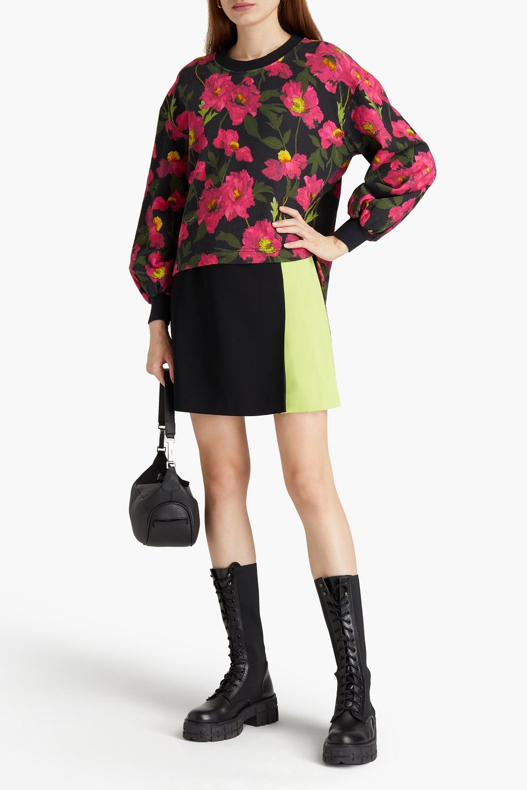 ALICE + OLIVIA Two-tone crepe mini skirt