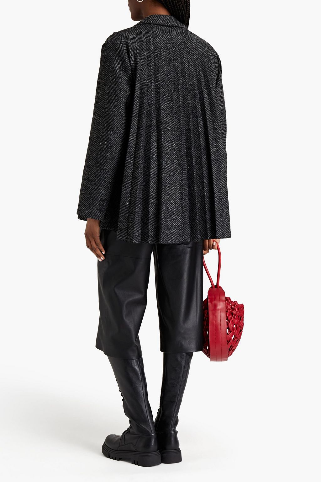 REDVALENTINO Double-breasted herringbone tweed jacket