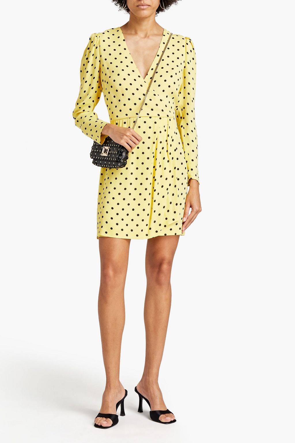 REDVALENTINO Wrap-effect polka-dot crepe mini dress