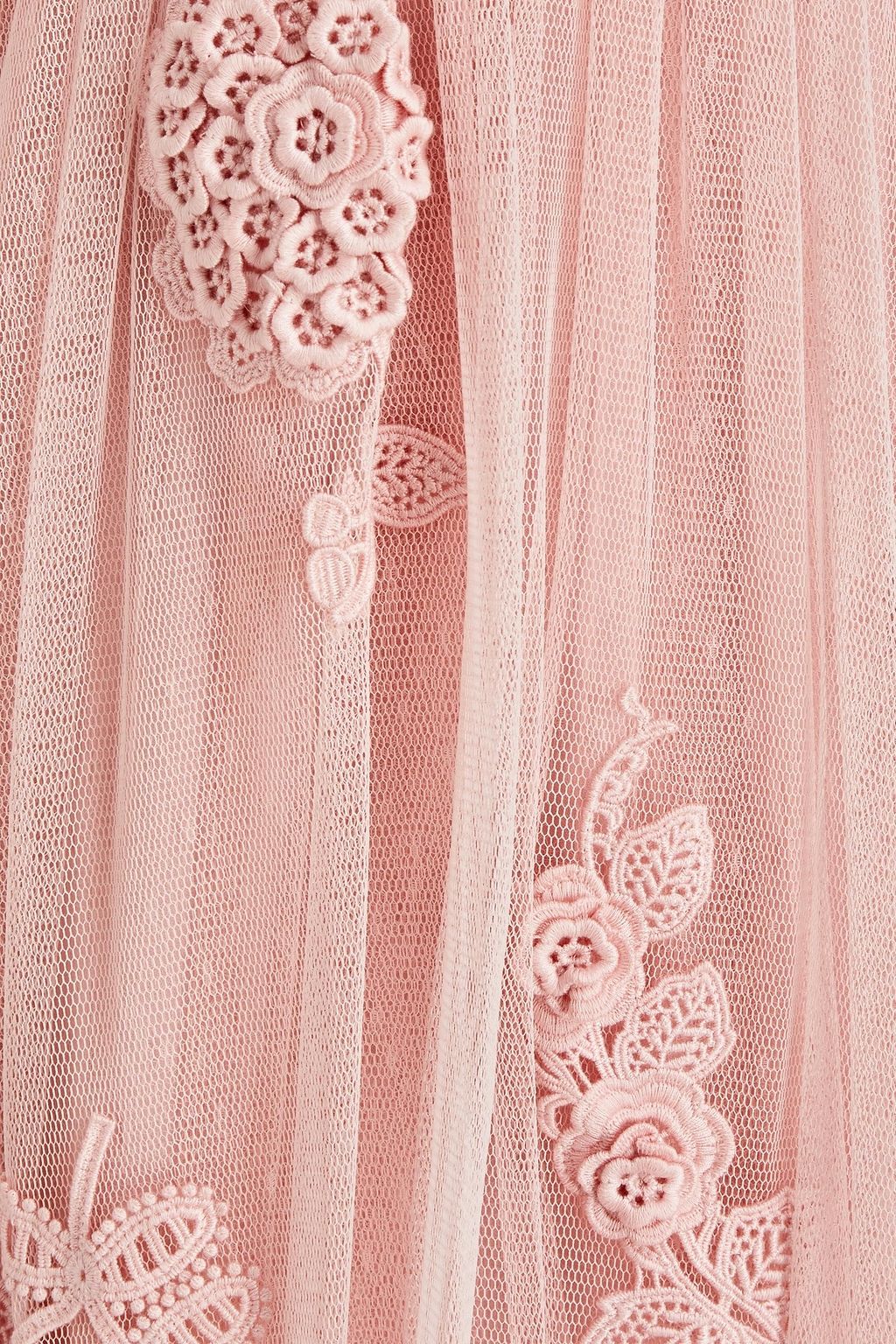 REDVALENTINO Guipure lace-paneled point d'esprit tulle midi dress