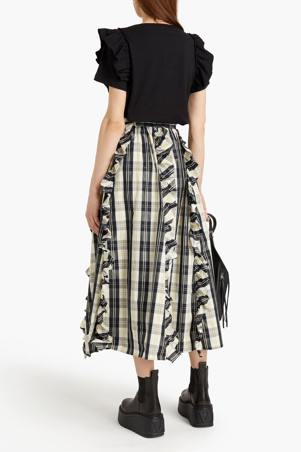 REDVALENTINO Ruffled cotton-jersey T-shirt