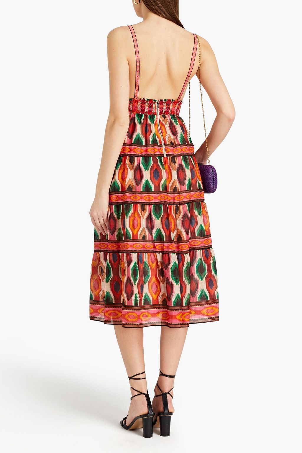 ALICE + OLIVIA Santina gathered printed cotton and silk-blend midi dress