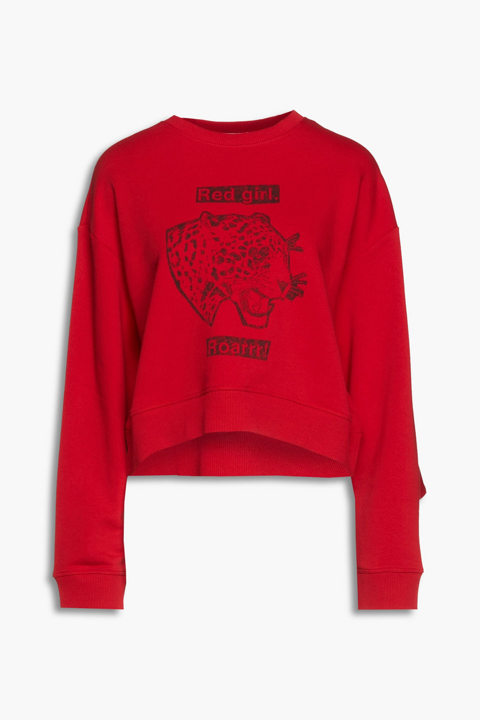 Redvalentino Woman Ruffled Printed French Cotton-blend Terry Sweatshirt Red Size L