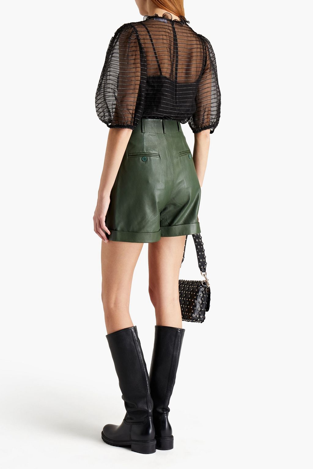 REDVALENTINO Metallic-trimmed silk-organza blouse