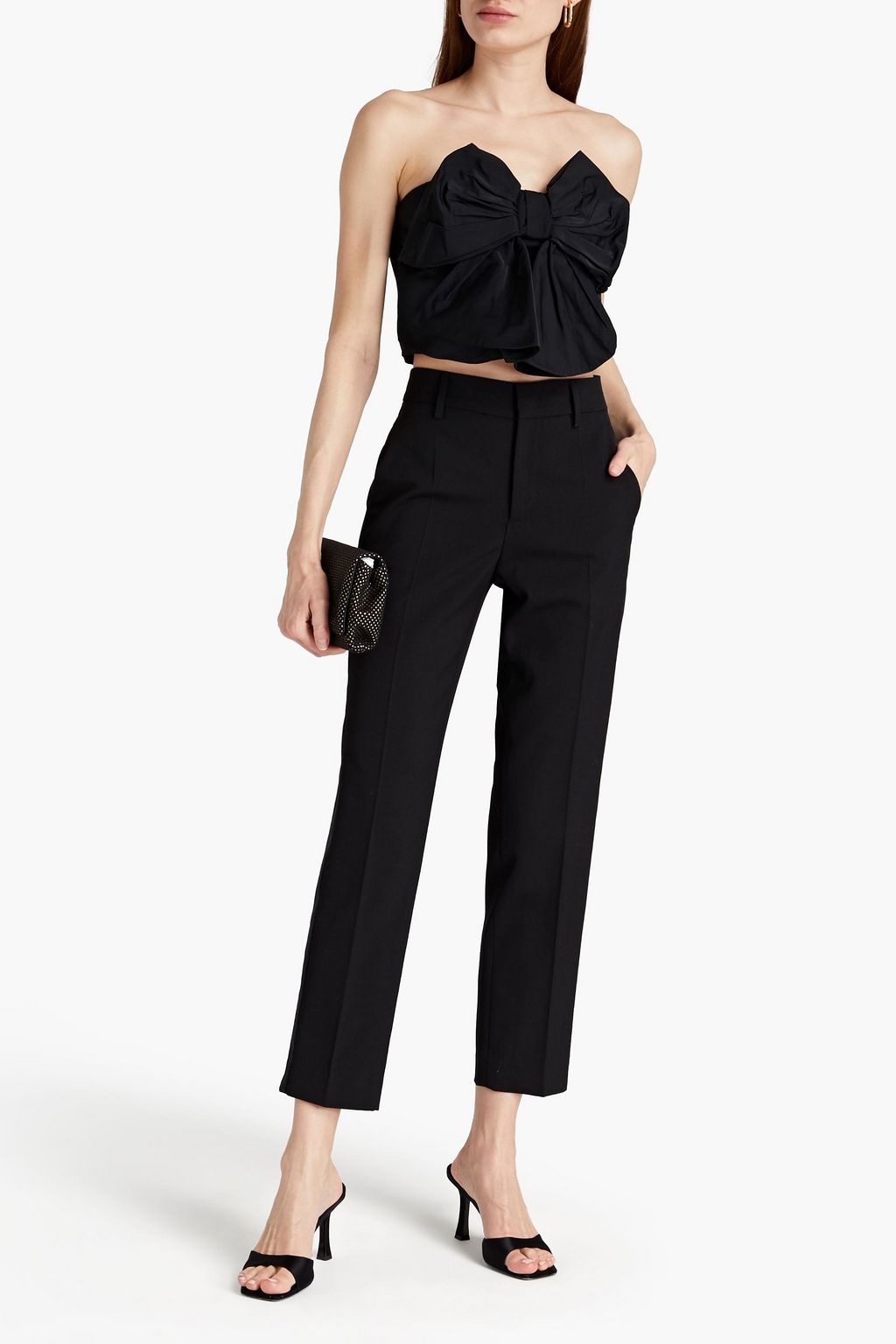 REDVALENTINO Strapless bow-embellished taffeta bustier top