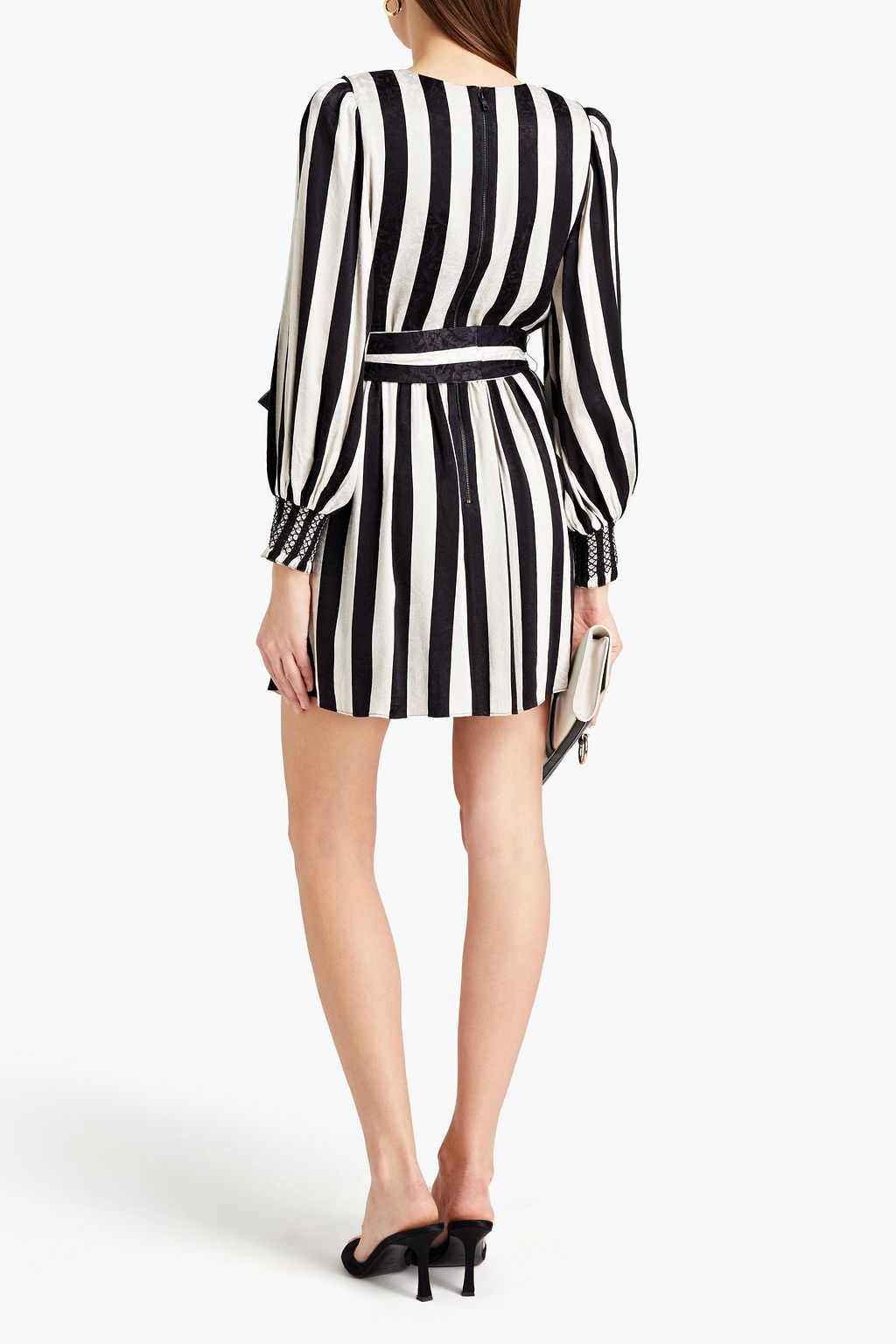 ALICE + OLIVIA Striped cupro-blend satin-jacquard mini dress