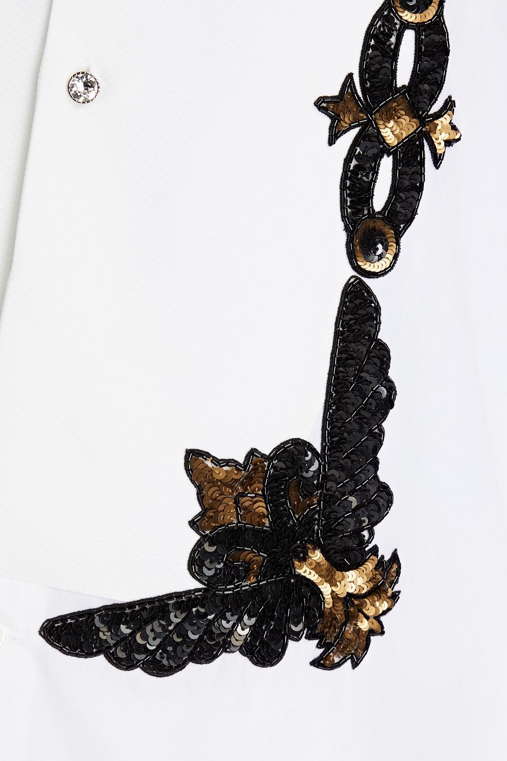 DOLCE&GABBANA Piqué-paneled embellished cotton-poplin shirt