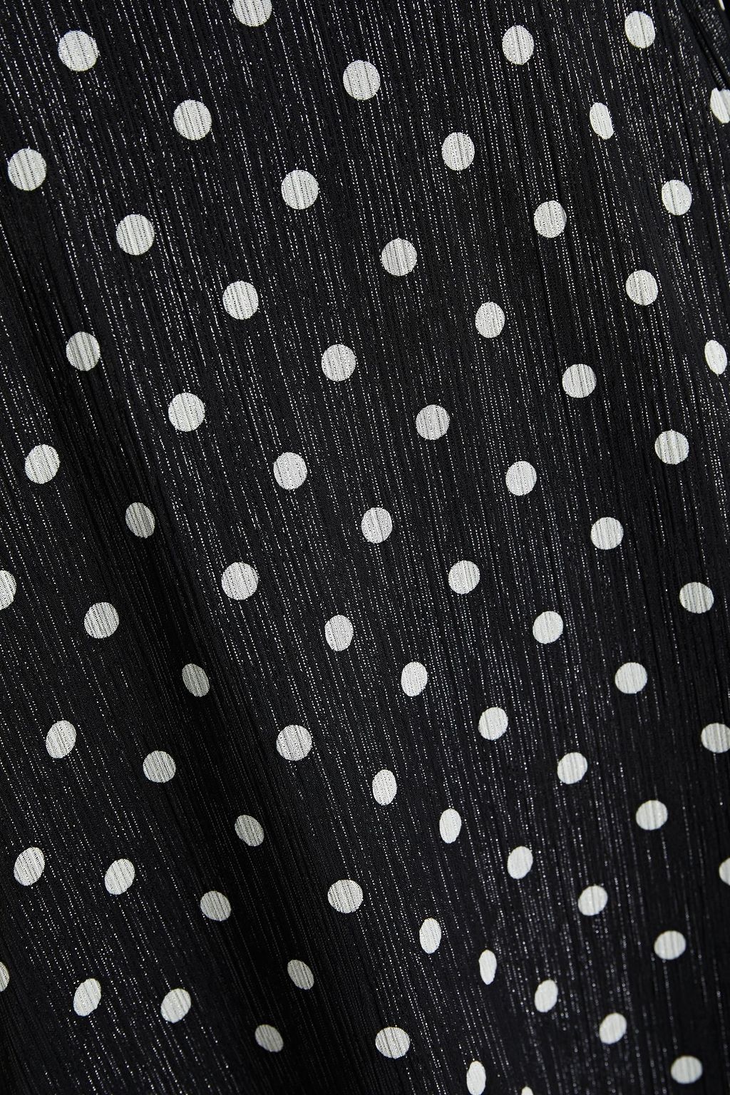 REDVALENTINO Tie-neck metallic polka-dot crepon blouse