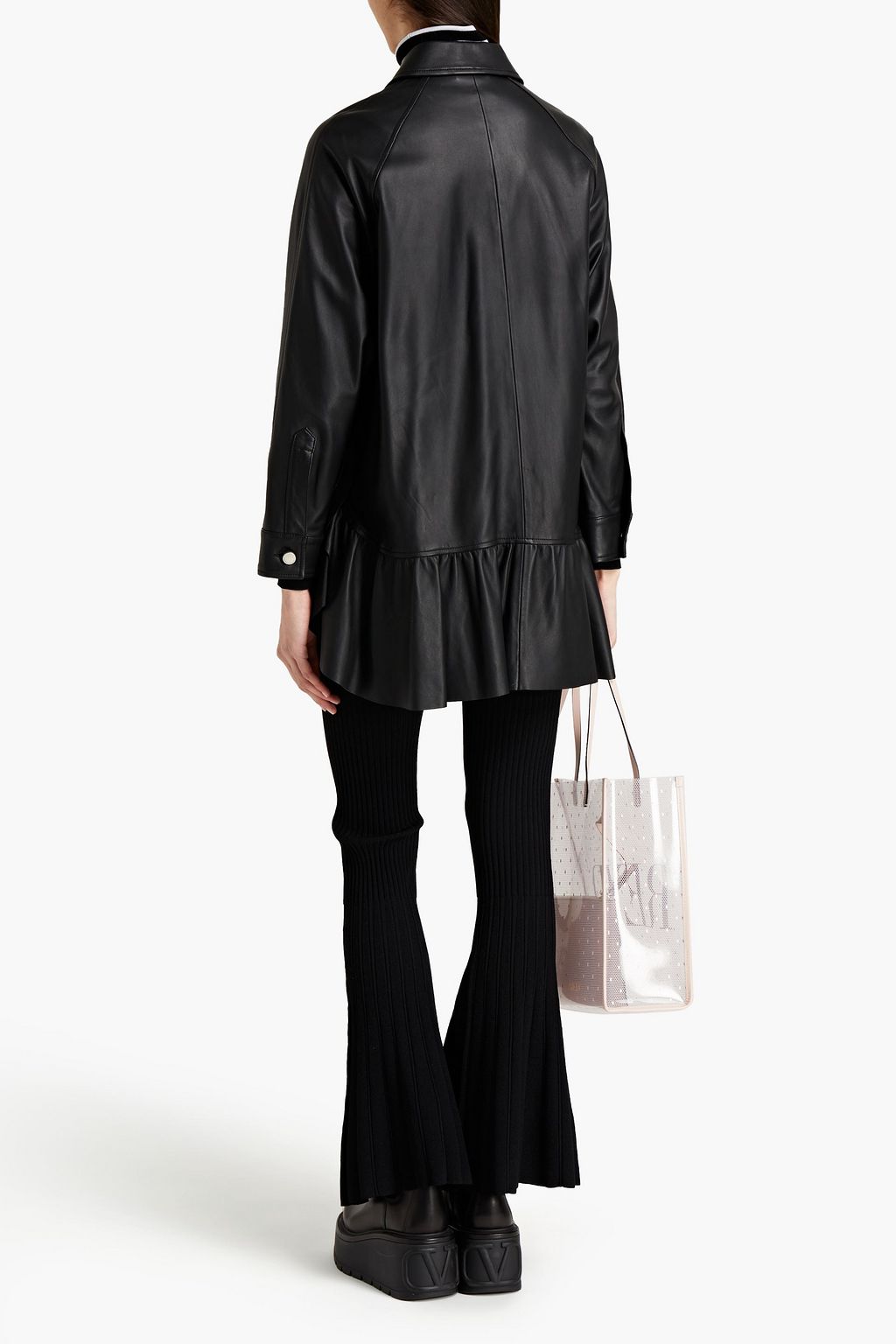 REDVALENTINO Ruffled leather jacket