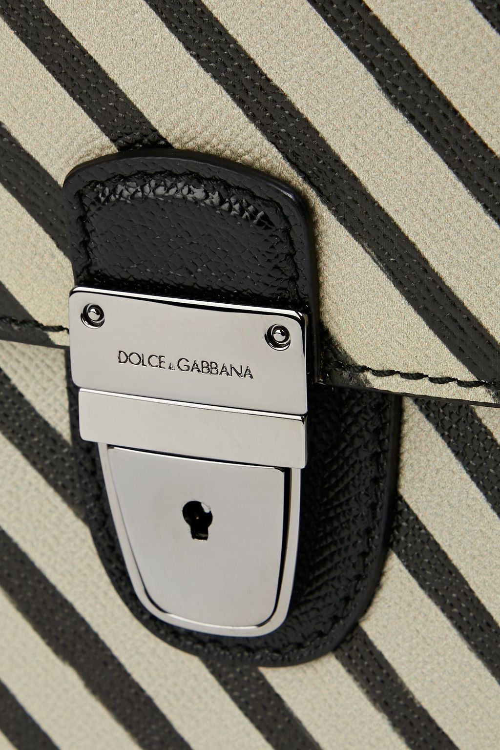 DOLCE&GABBANA Striped faux textured-leather pouch