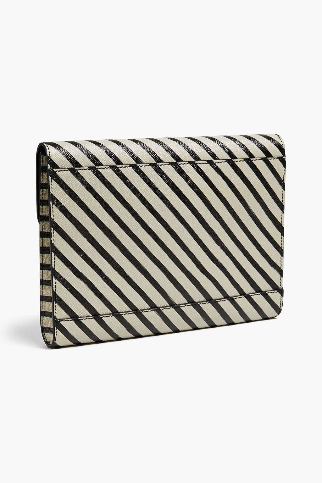 DOLCE&GABBANA Striped faux textured-leather pouch