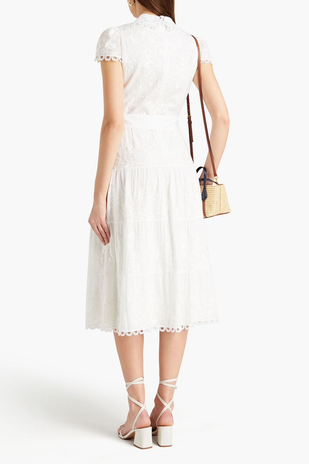 ALICE + OLIVIA Vanessa embroidered cotton midi shirt dress