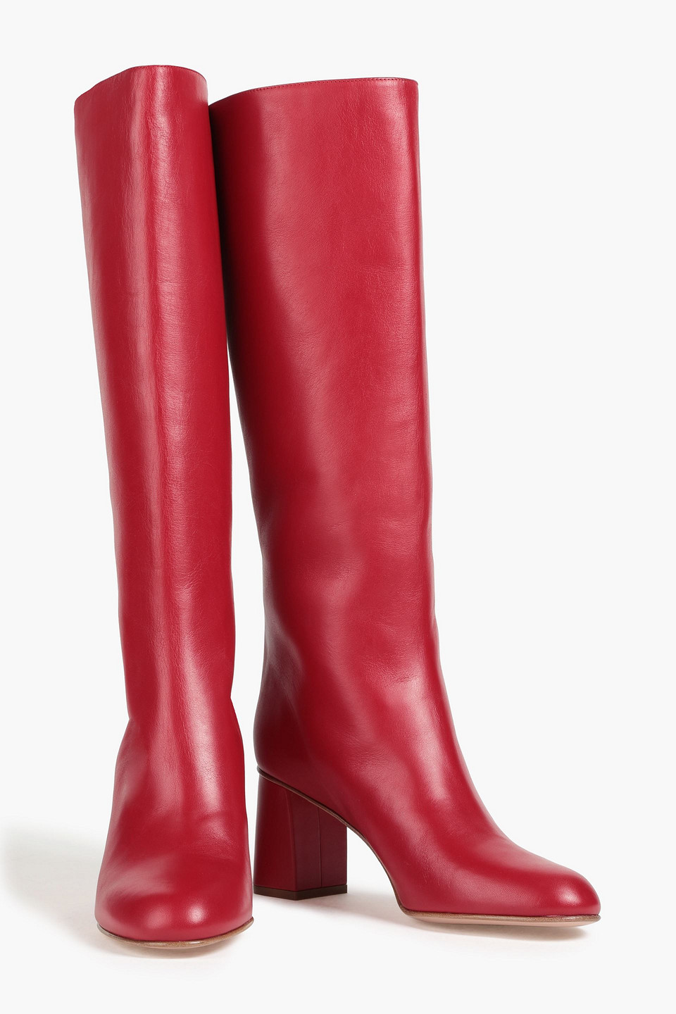 Red Valentino Leather Knee Boots In Red