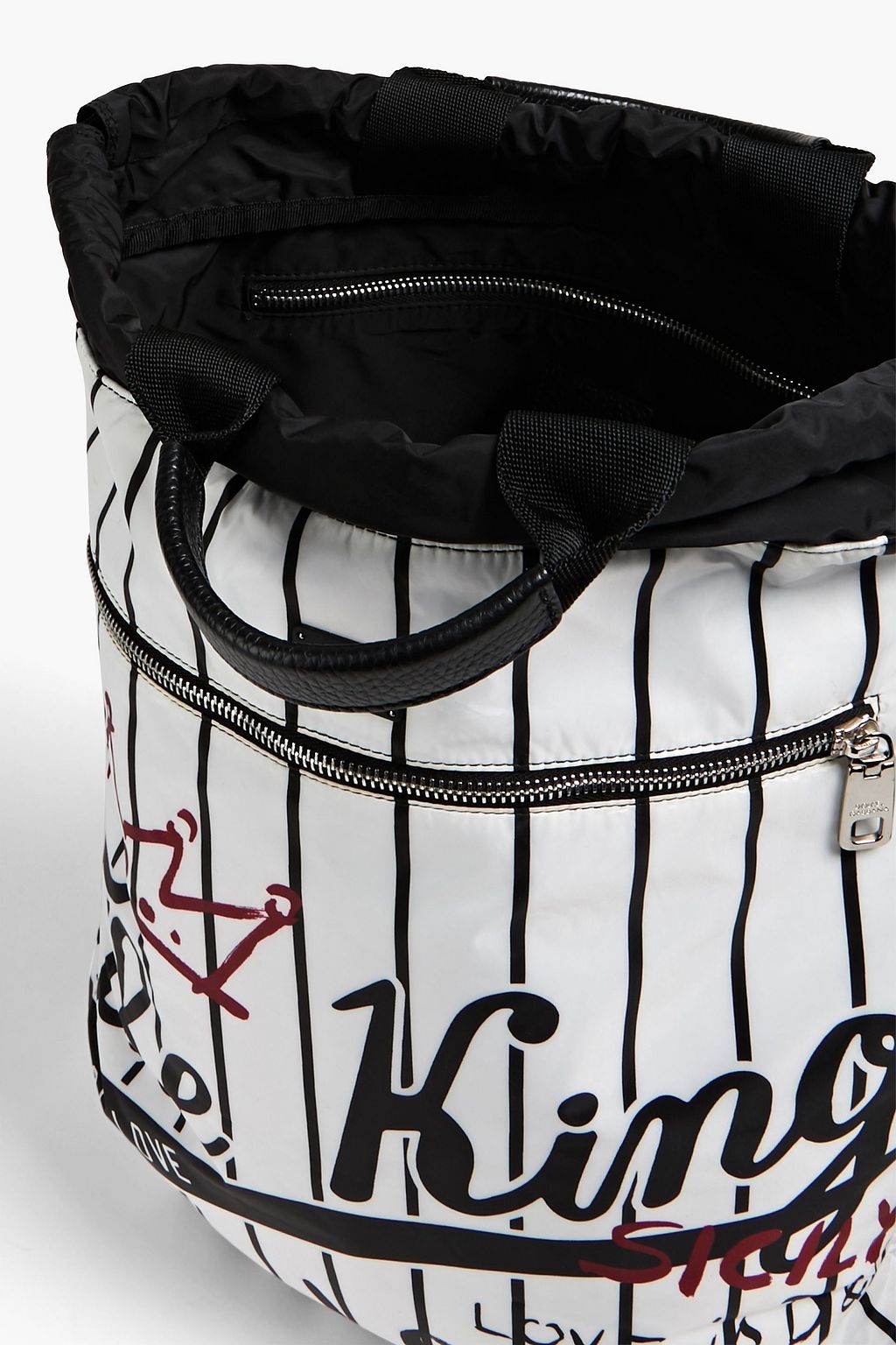 DOLCE&GABBANA Leather-trimmed printed shell backpack