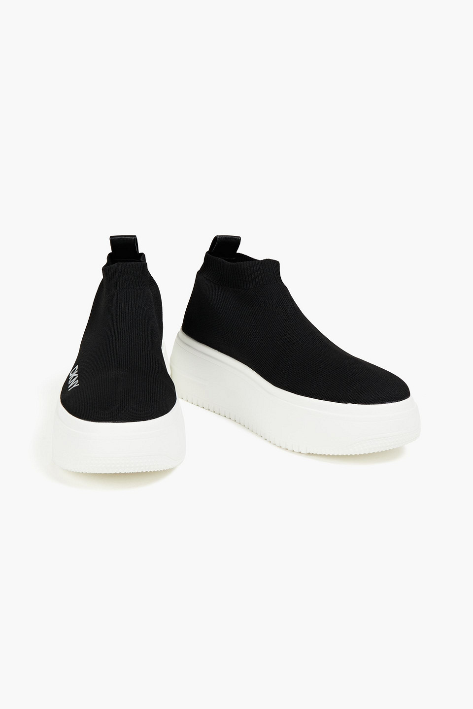 Dkny Mada Logo-appliquéd Stretch-knit Platform Trainers