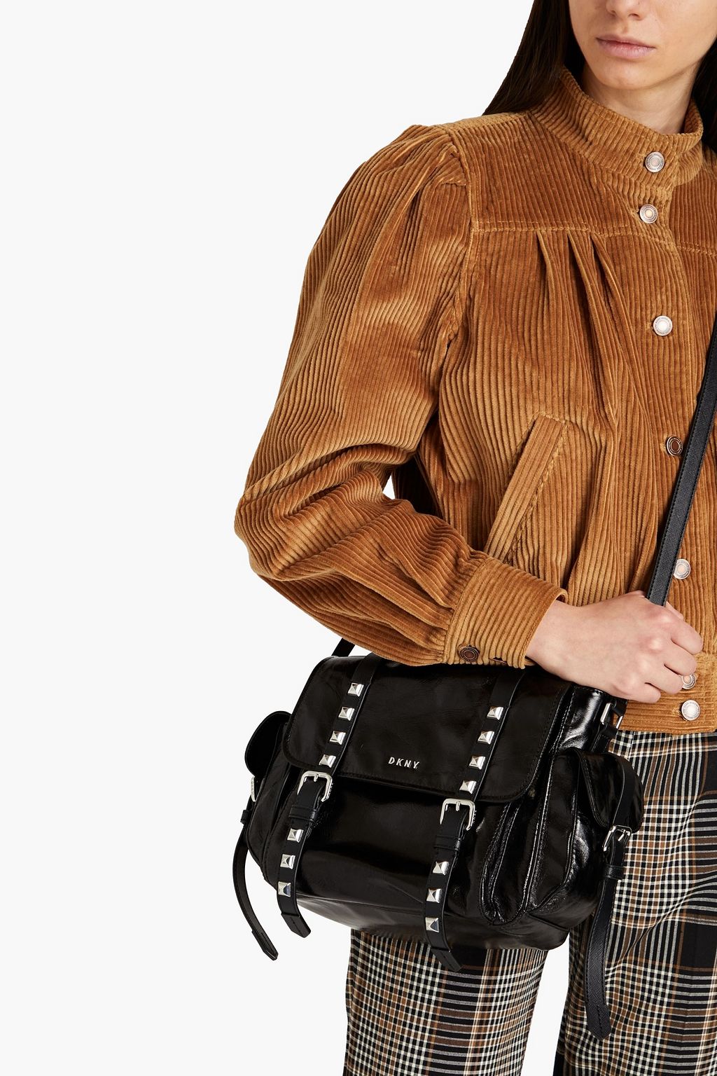 DKNY Naomi Schultertasche aus Craquelé-Glanzleder
