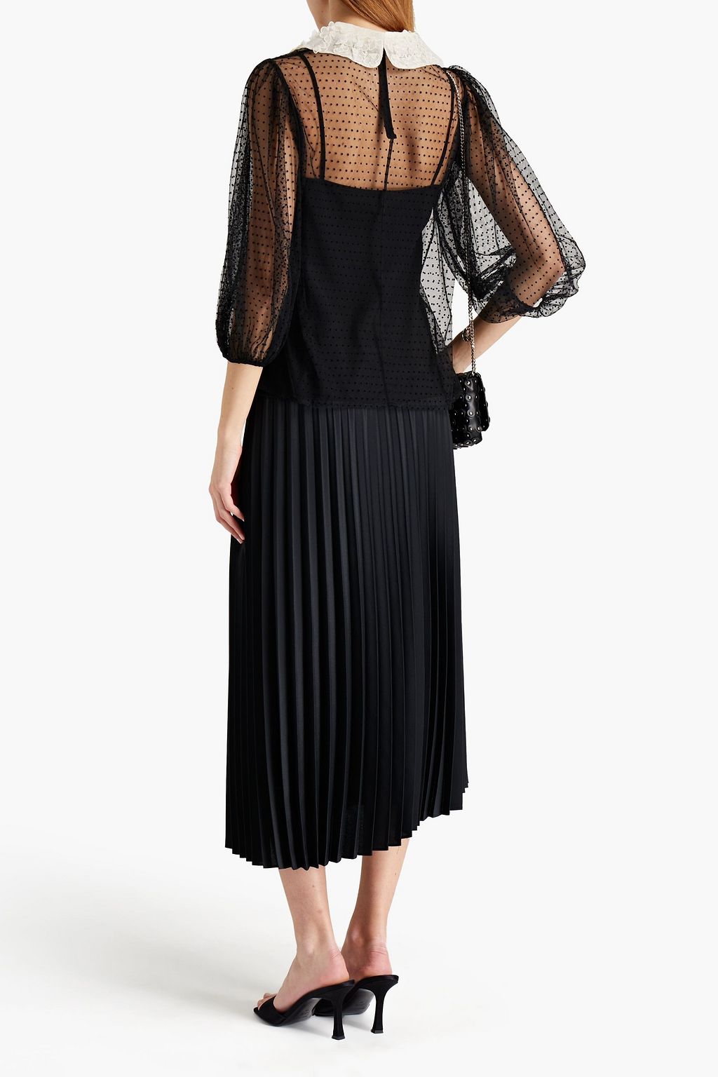 REDVALENTINO Appliquéd flocked tulle blouse