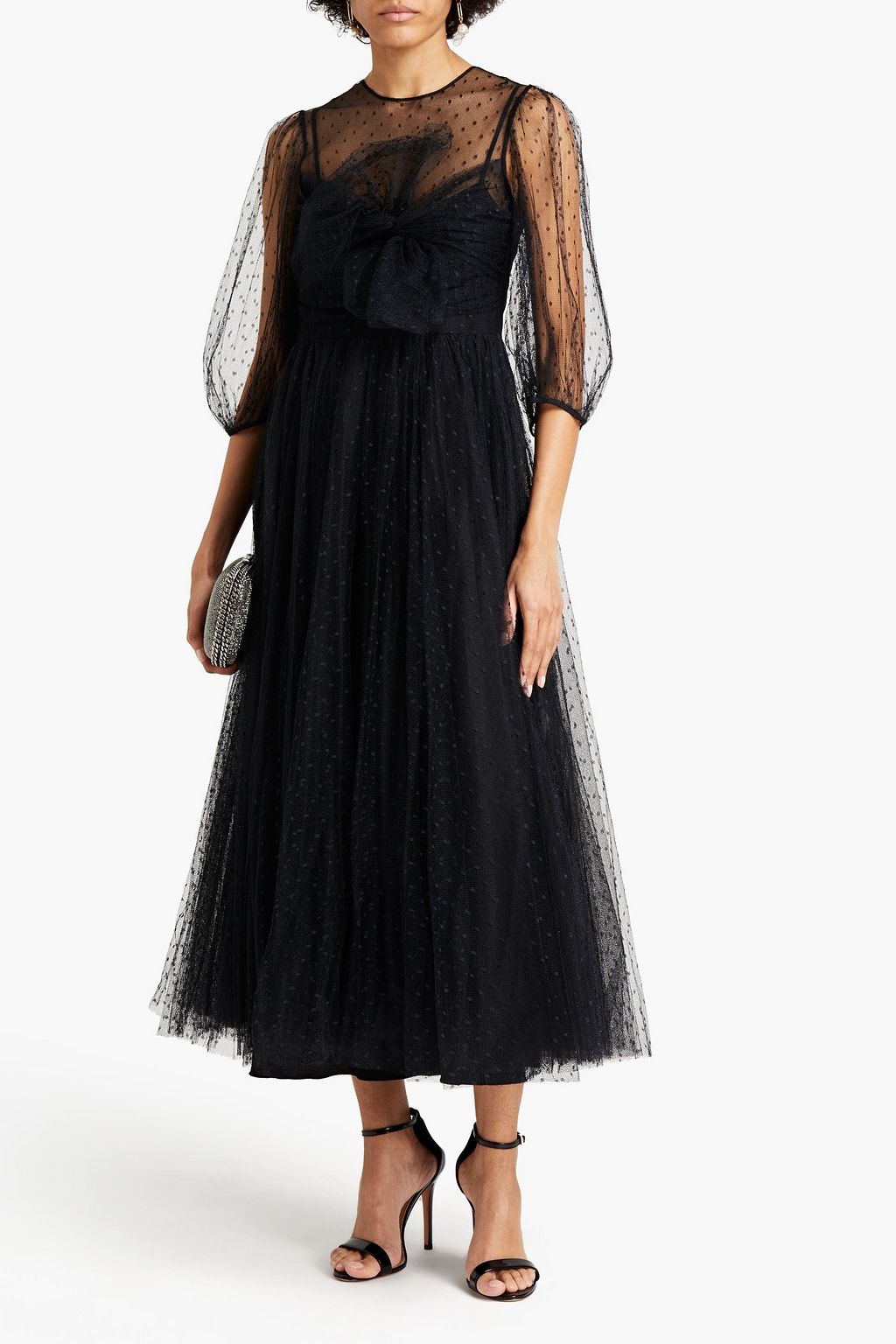 REDVALENTINO Knotted point d'esprit midi dress