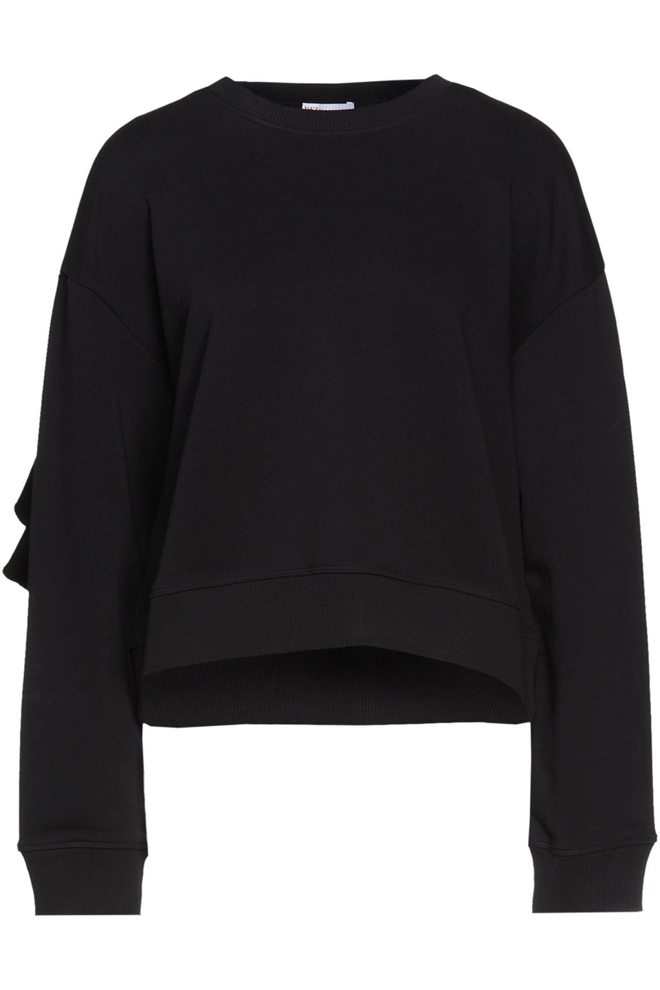 Redvalentino Woman Ruffled French Cotton-blend Terry Sweatshirt Black Size M