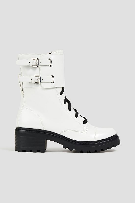 DKNY Bart faux glossed-leather combat boots | THE OUTNET